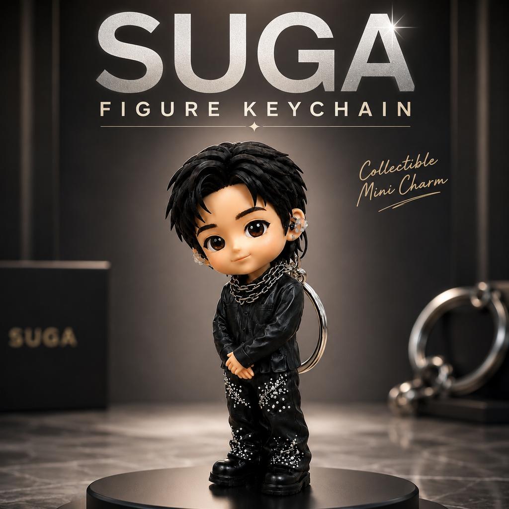Custom Kpop Bangtan Boys Suga Individuation Cartoon Figure Keychain Desktop Decor Ornament Concert Fan Collectible Souvenir Gift