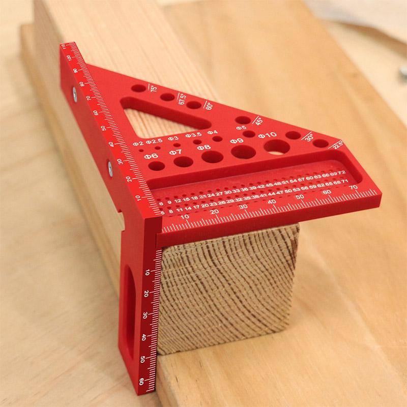 Woodworking Multi Angle Square Protractor Red Plastic Angler Scriber Woodworking Square or W/ Dowel Pins Miter Triangular Ruler