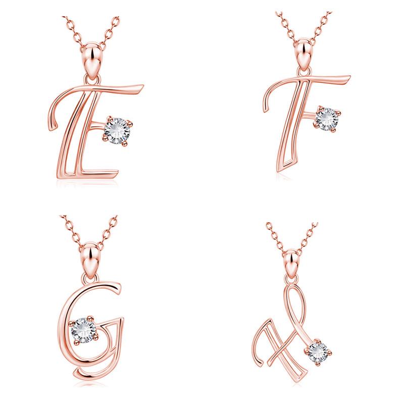 Colier pandantiv elegant cu diamante cu 26 de litere pentru femei