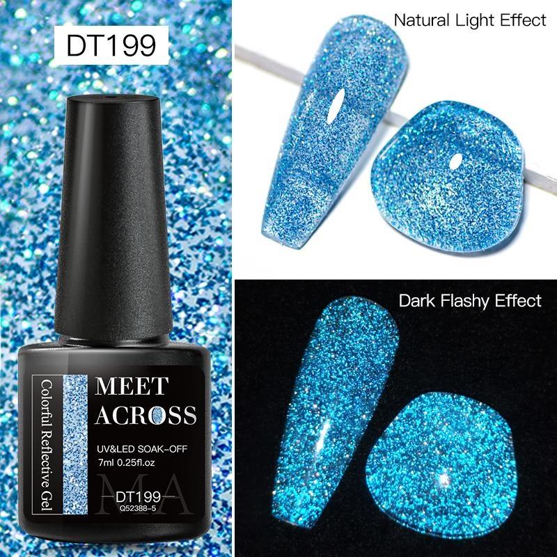

MEET ACROSS 7 мл цветной светоотражающий гель-лак для ногтей с блестками, мерцающий гель, отмачиваемый гель-лак для маникюра, лак для салона ногтей DT199