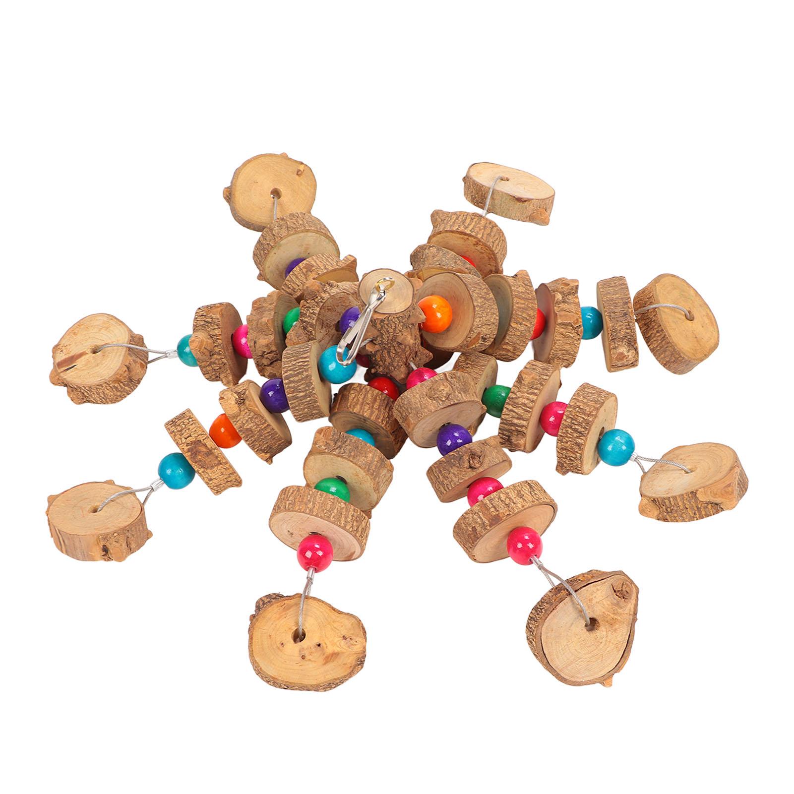 

Parrots Chewing Toy Wooden Colorful Safe Hanging Bird Bite Blocks Toy for Medium Large Macaws