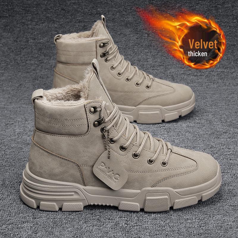 Men s High-Top Waterproof Leather Work Boots - Winter, Warm, Non-Slip, Plus Velvet. 41