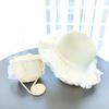 2Pcs Summer Children Beach Hats Crossbody Bag Set Lace Sun Wide Brim Straw Hat Sunshade Fisherman Hat Hat And Shoulder Bag