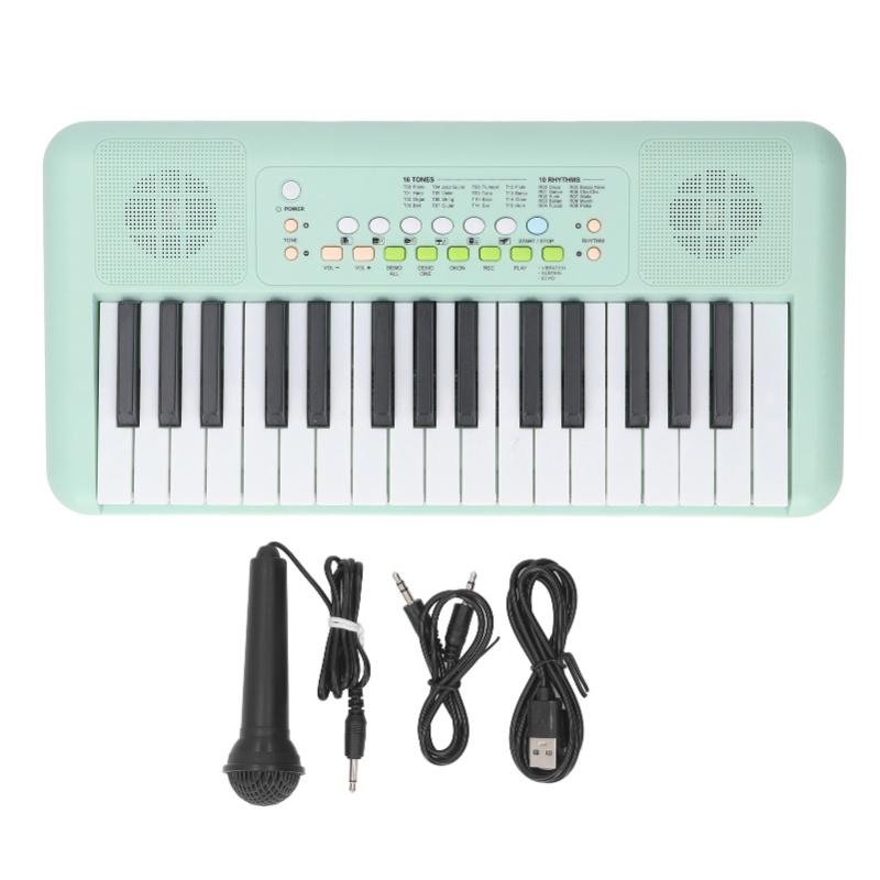 32 Key Electronic Keyboard 16 Tones 10 Rhythms Vibrato Sustain Echo Effects Electronic Piano Keyboard With Microphone Avocado
