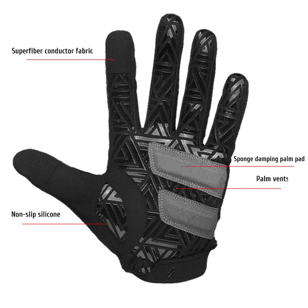 Cycling Gloves Colorful Reflective Full Finger Bike Gloves Touchscreen Shock Absorbing Anti Slip Bike Gloves for