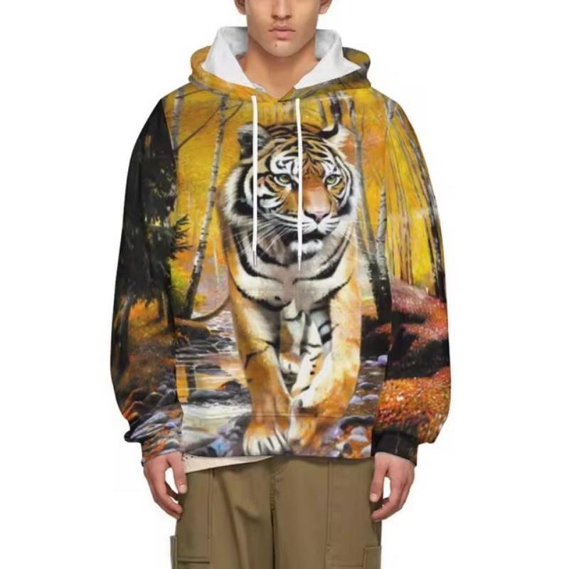 Hot Sale Tiger Print Hoodie Sweatshirts Men Women Fashion Casual Long Sleeve Pullover Print Harajuku Streetwear Hoodies