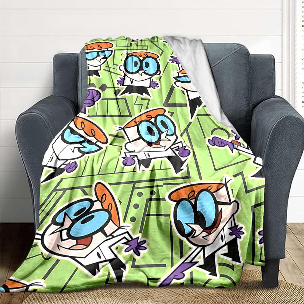 1pc Dexter's Laboratory Cozy Print Blanket Lightweight Warm Flannel Throw Blanket For Sofa, Bed, Living Room