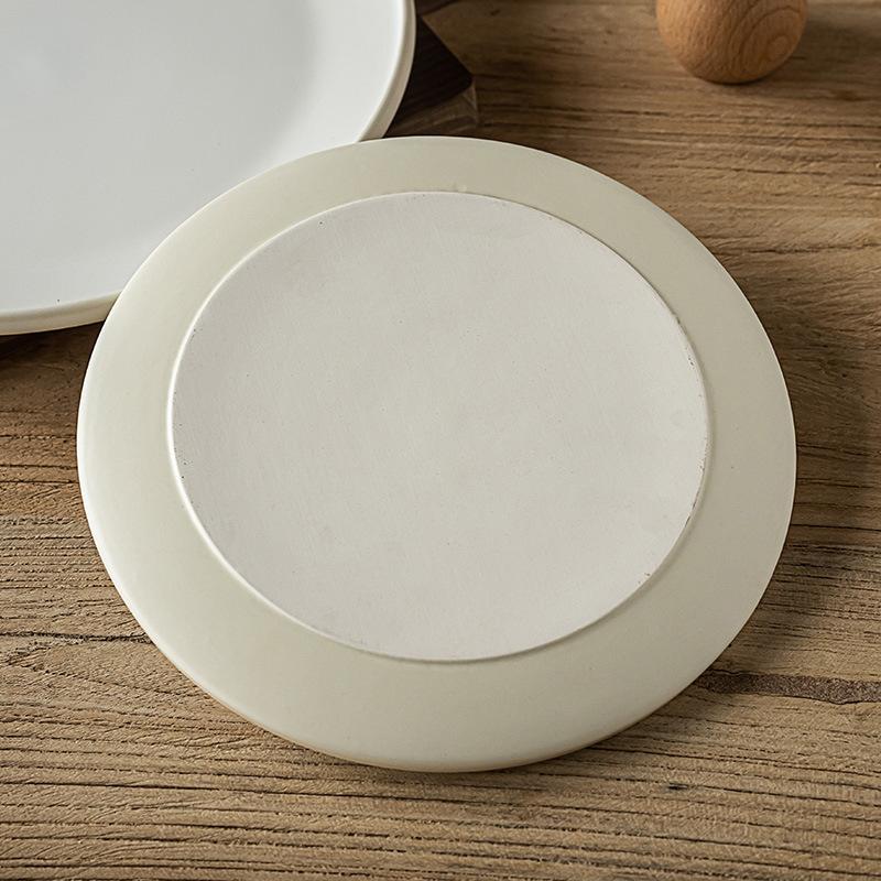Nordic Simple Disc Ceramic Plate Household Dish Round Dessert Plate Restaurant Steak Plate Tableware Plate