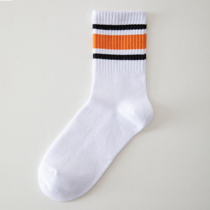 New Fashion Color Block Striped Mid-calf Sports Socks Men Women Breathable Cotton Socks Outdoor Running Basketball Cycling Socks