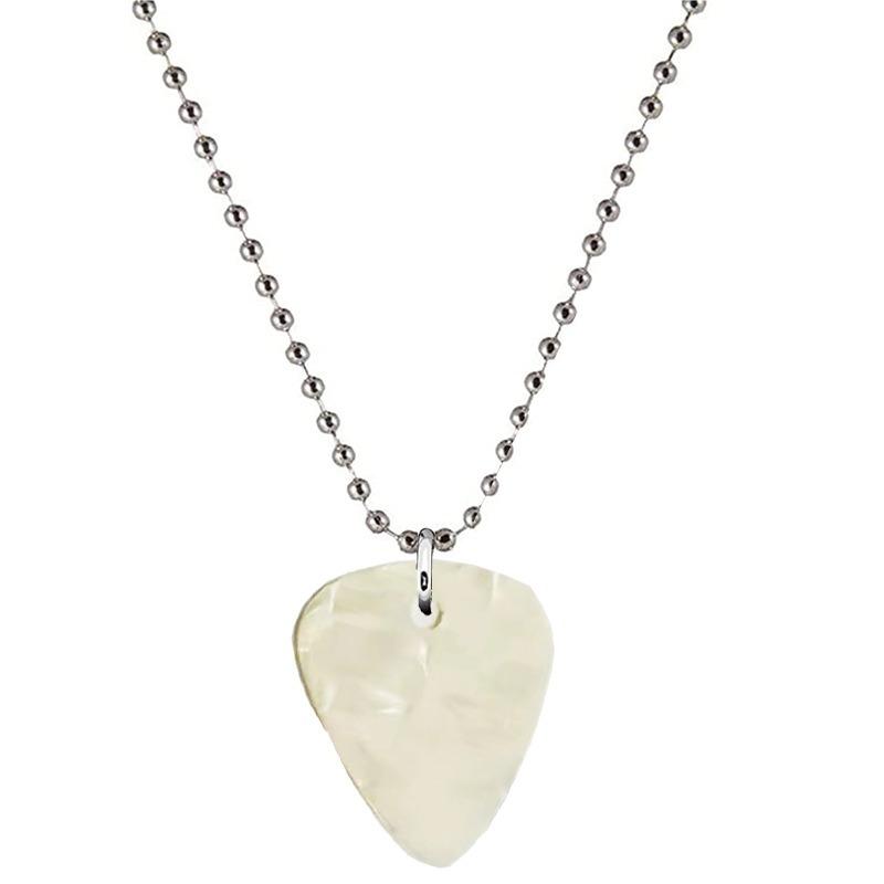 Hellfire Guitar Pick Fashion Red Necklace. Stainless Steel Bead Chain Necklace for Both Men and Women.