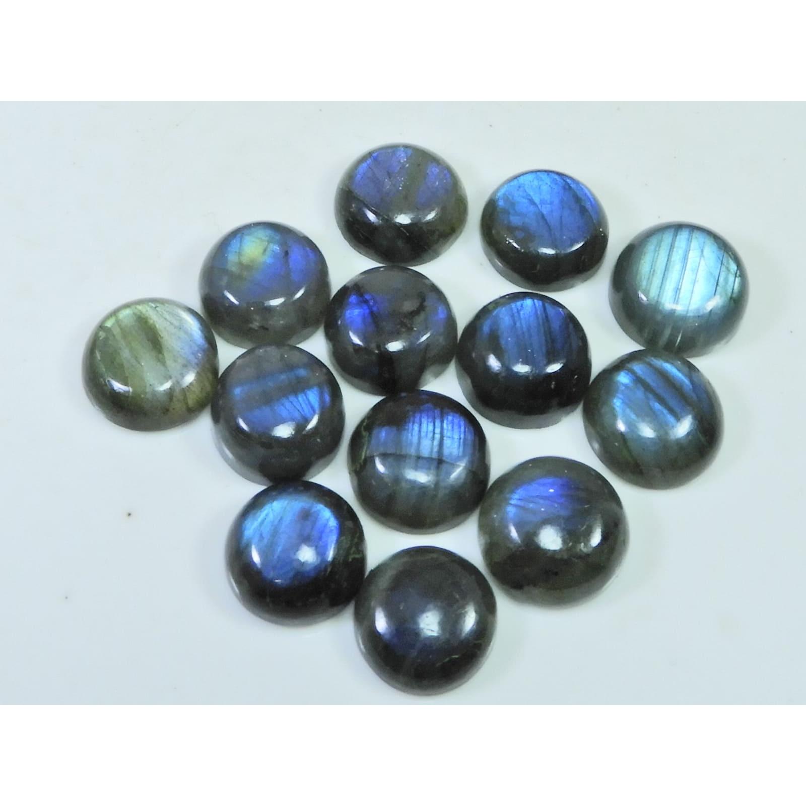 12X12MM Natural Labradorite Blue  Round Cabochon Loose Gemstone 13Pcs Lot C-1033