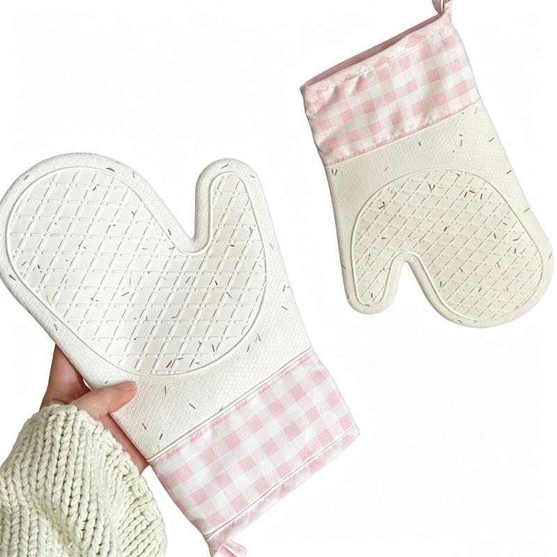

1pair Thick Heat Insulating High-temperature Resistant Kitchen Baking Mittens Microwave Mitts Oven Hand Gloves 1 pair (2 pieces)