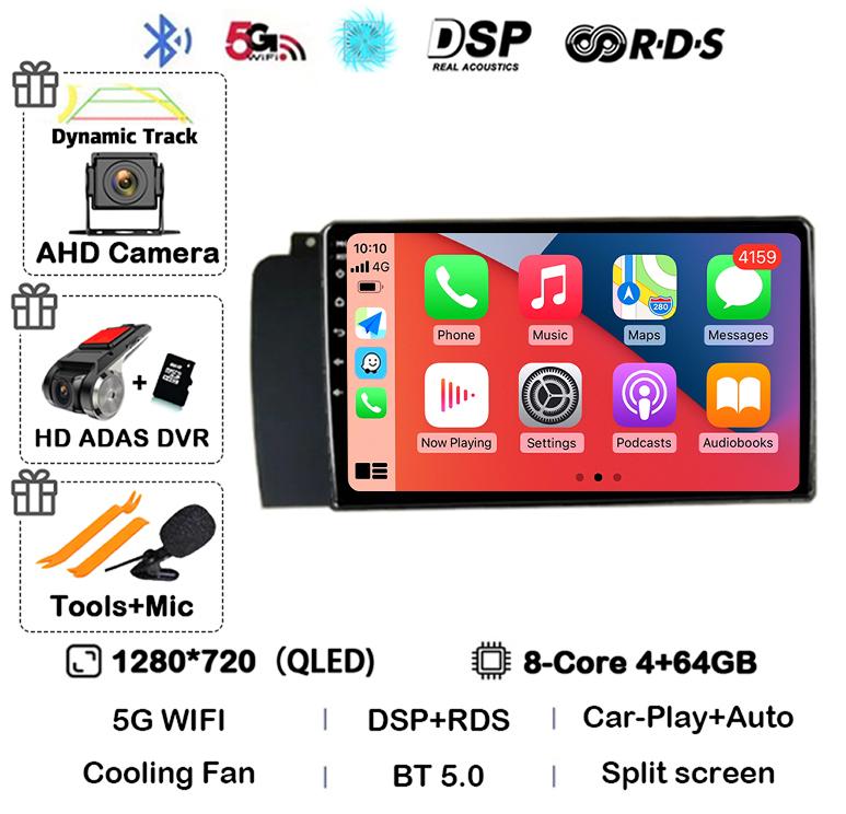 Android 14 Carplay Auto Car Radio For Volvo XC70 V70 S60 2004-2009 GPS Multimedia Video Player Navigation Stereo WIFI+4G Audio