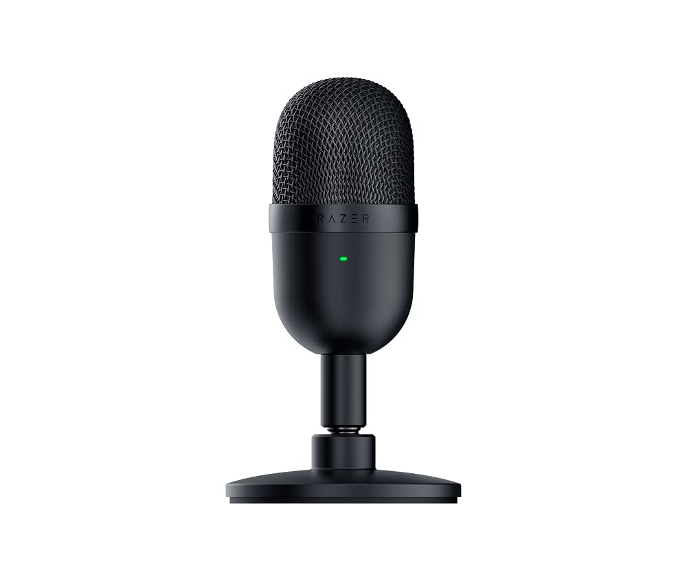 

Razer Seiren Mini Compact USB Condenser Microphone for Streaming with Supercardioid Polar Tilt and Shock Black - Pattern, Stand, Built-in Absorber, чёрный