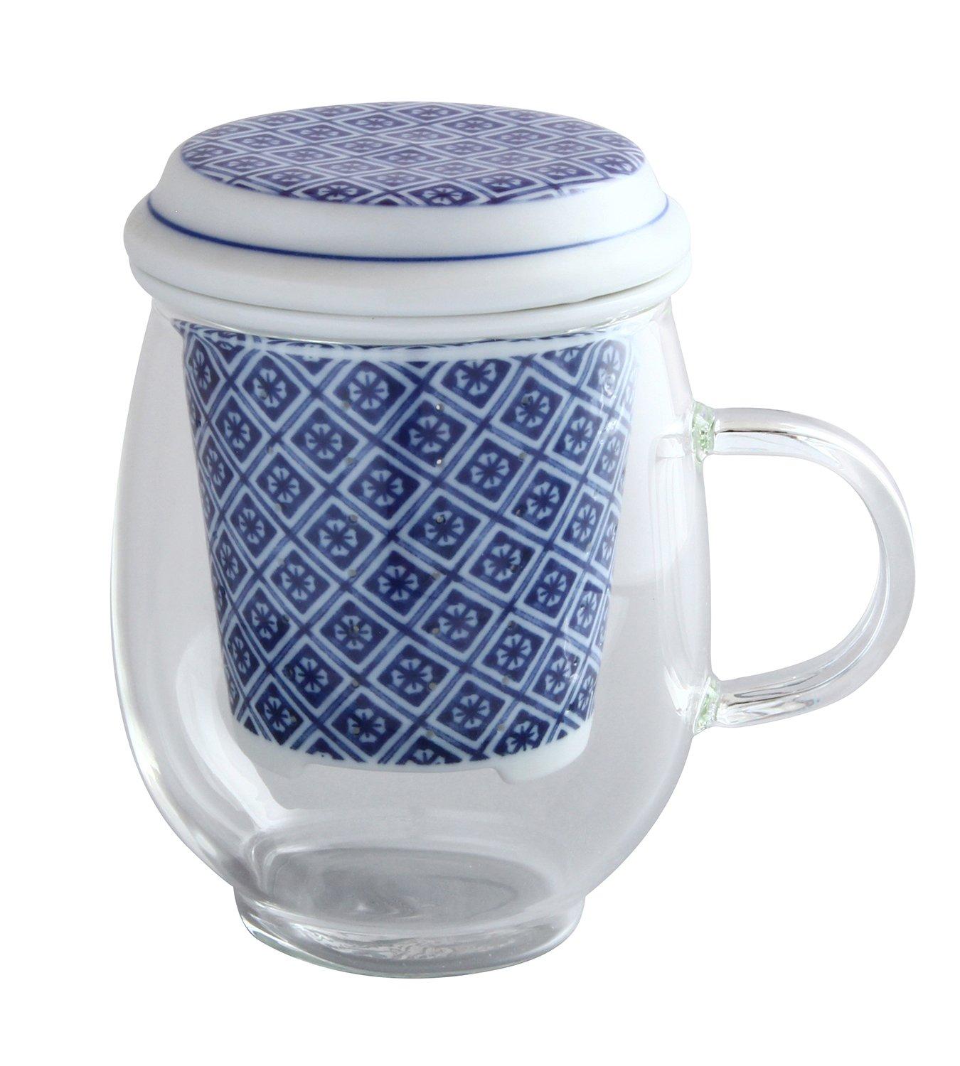 

Toyo Ceramics Arita Ware Celand Glass Stylish Mug, Flower Shippo IW-002