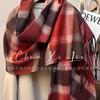 Classic 100 wool plaid scarf couple winter warm scarf premium sense retro new red grid