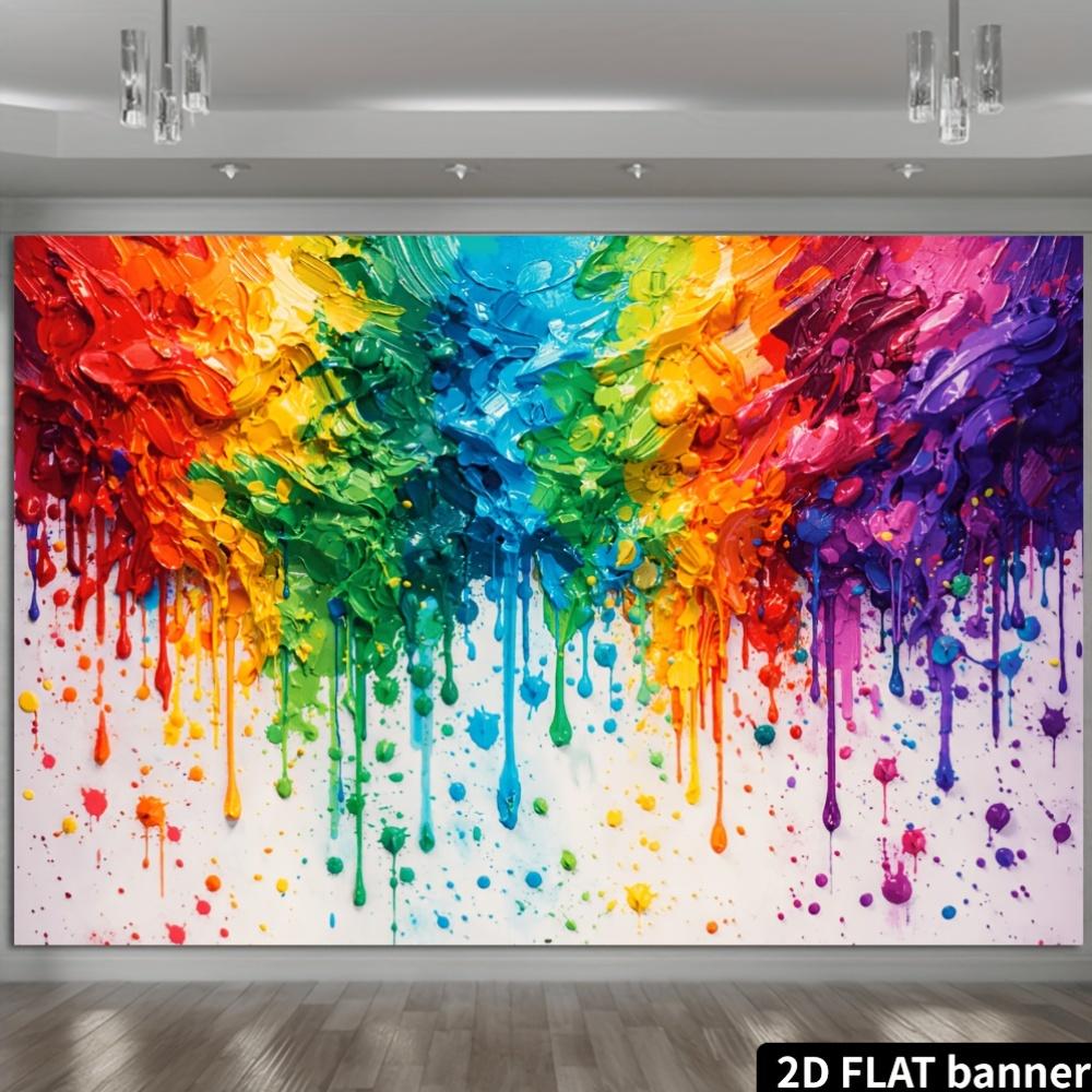 2D Plane 1 Piece of Rainbow-colored Oil Painting-themed Background Fabric Suitable for Art Studios and Art Workrooms