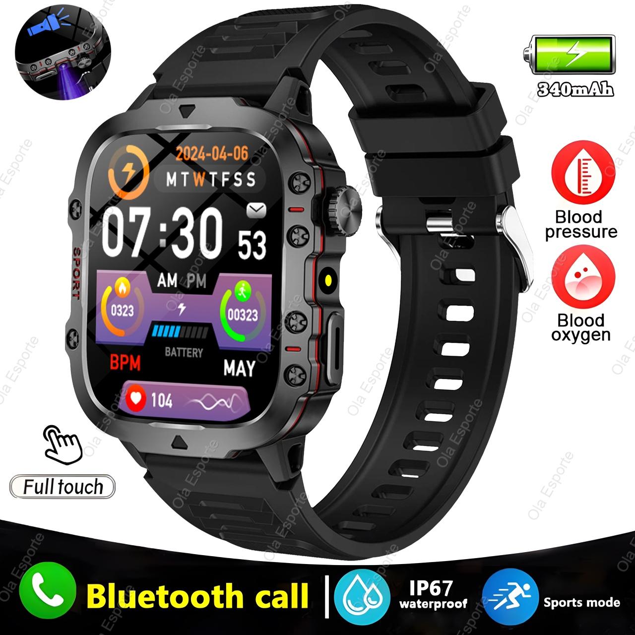 

New Military Smart Watch Men IP68 5ATM Outdoor Sports Fitness Tracker Health Monitoring 1.81Inch Bluetooth Calls Smartwatch чёрный