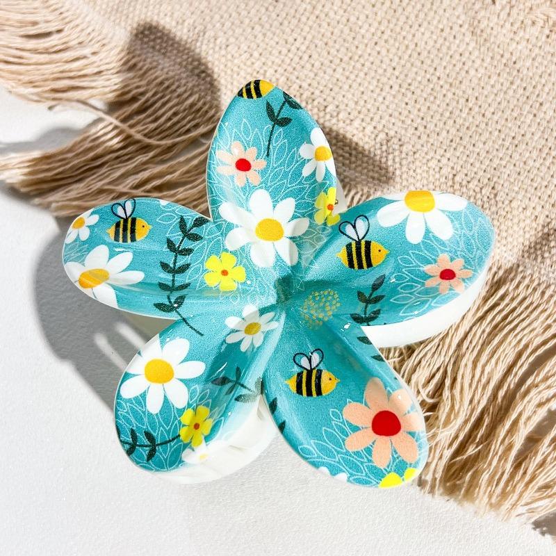 

Uv-printed Frangipani HairpinFemale Seaside Vacation Back of The Head HairpinShark Clip 116-1 бежевий