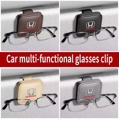 Car Sunglasses Holder Leather Eyeglasses Hanger Sun Visor Glasses for Fit Civic Accord 7 8 9 10 Pilot City Jazz CRV HRV