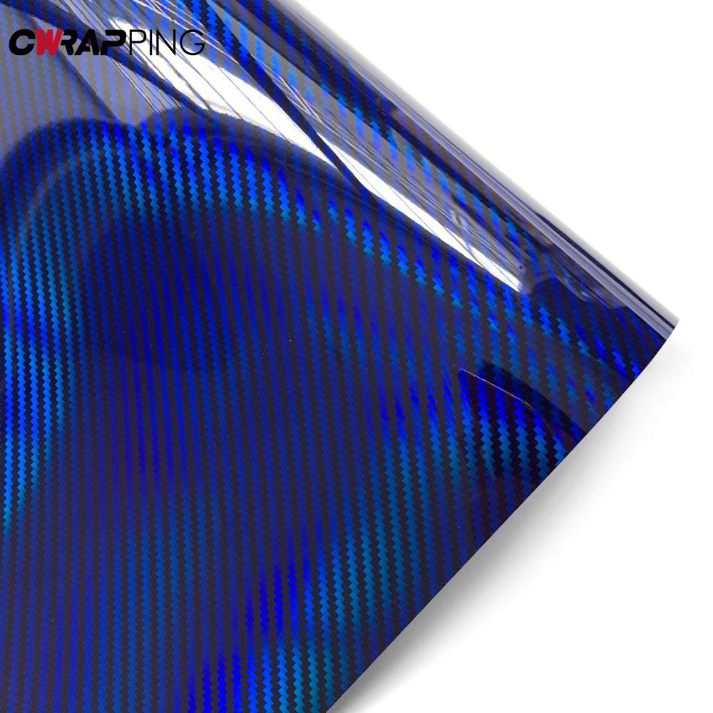 Kohlefaser Vinyl Folie Hochglanz Laser Blau Motorrad DIY Wrap Folie Dekorieren Aufkleber für Auto Motorrad Karosserie Zubehör