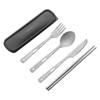 Titanium Cutlery Set: 4-Piece Fork, Spoon, Knife & Chopsticks for Outdoor Camping