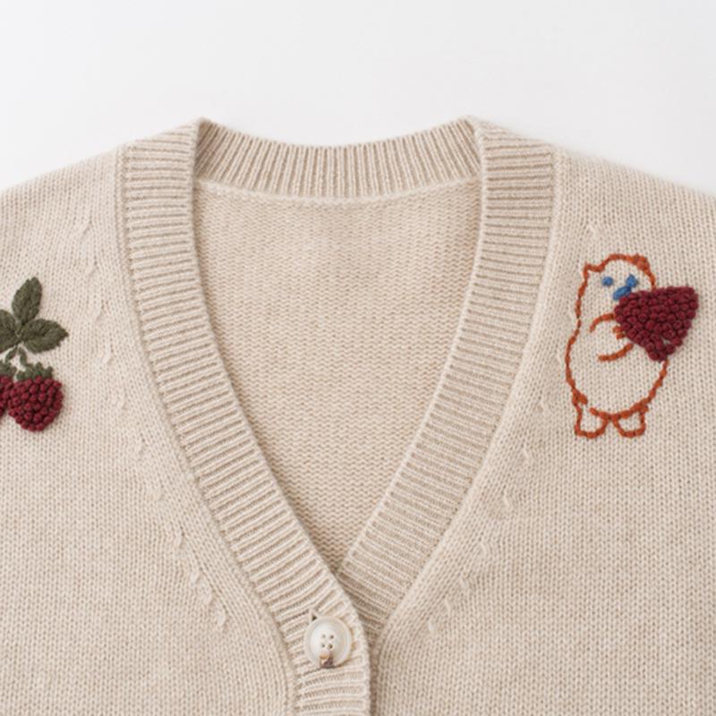 Women’s Hand-Embroidered Cashmere Cardigan Sweater - Crochet Thickened Fashionable Versatile Coat