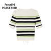 PEACEBIRD Women's Striped V-Neck Short Sleeve Knit Top