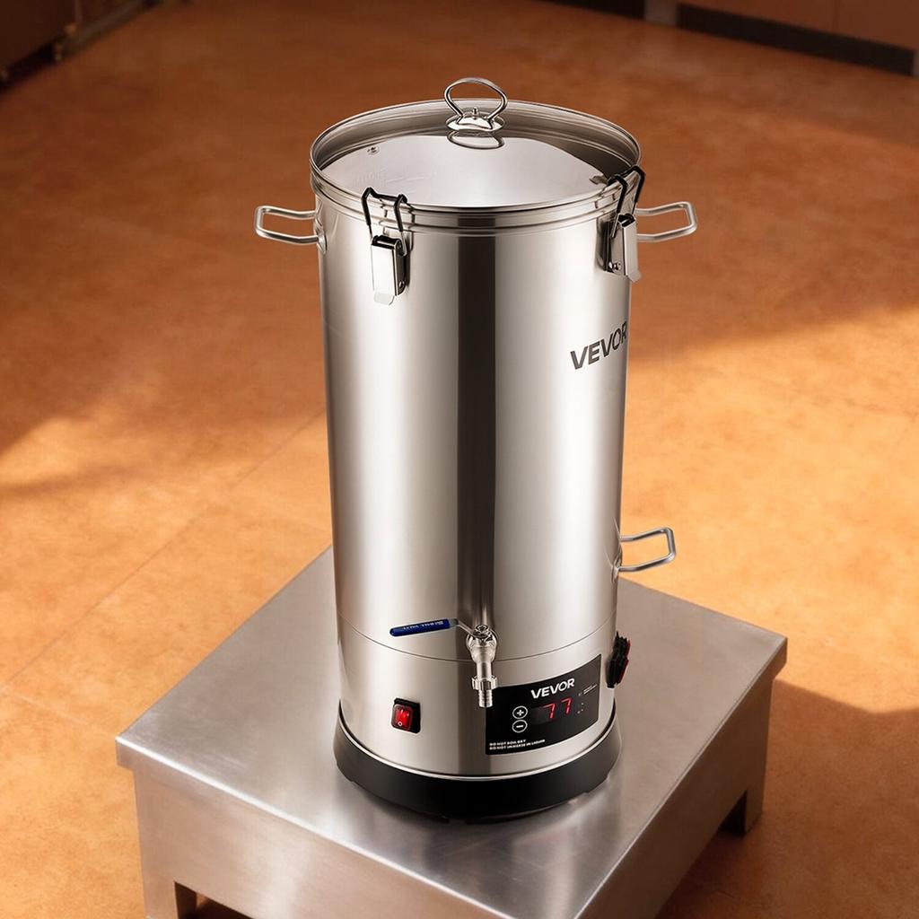 Sistema di Cottura Elettrico, Pentola di Cottura 8 Gal/30L Birraio Casalingo, Corpo in Acciaio Inossidabile 304, Dispositivo di Infusione e Bollitura con Cestello Interno Integrato e Rinforzato