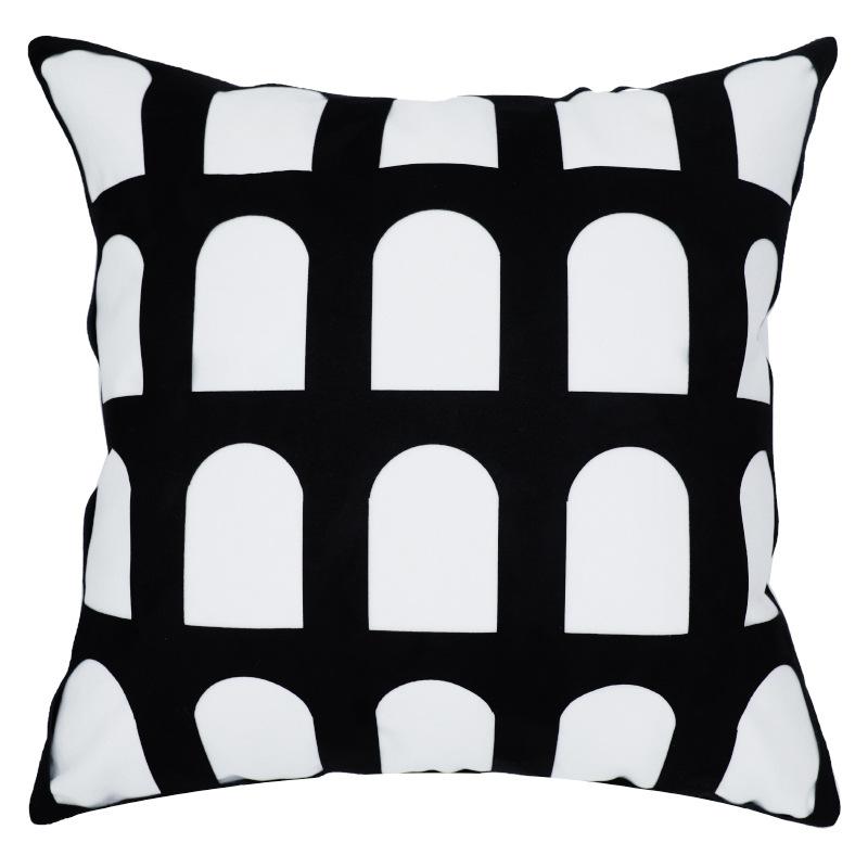 

Вышитый чехол для подушки, мягкое украшение для дома, черно-белый чехол для диванной подушки