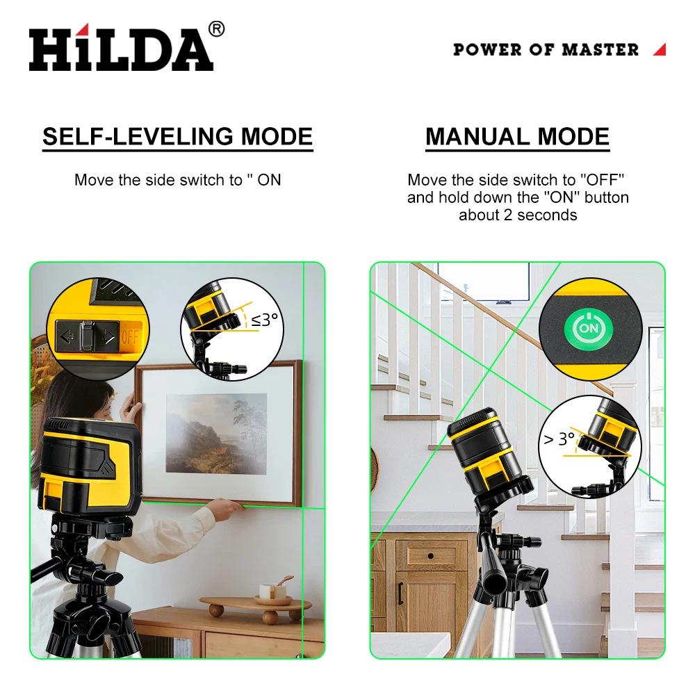 High-Precision 2-Line Laser Level: Portable Automatic Infrared Leveler for Outdoor Use