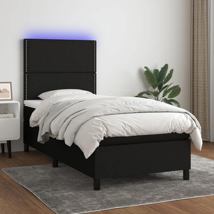 VidaXL Sommier à Lattes de Lit avec Matelas et LED, Lit Rembourré, Lit Simple, Lit Adulte de Chambre à Coucher Intérieur, 3134775