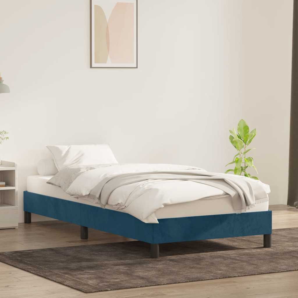 Bed Frame without Mattress Dark Blue 80 x 210 cm Velvet