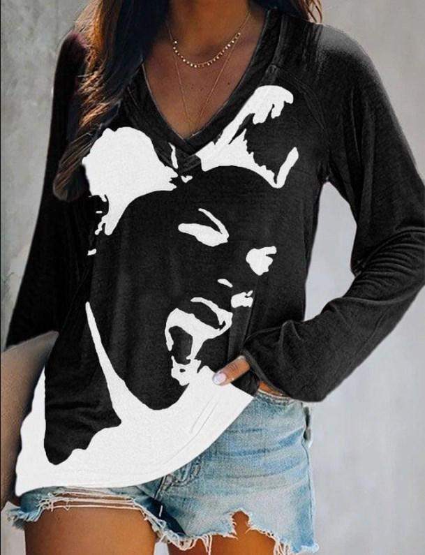 2024 Women's V-Neck NFL Team Long Sleeve T-Shirt with 3D Print Design