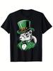 Irlandzka Wiewiórka Leprechaun Graficzny T-shirt na Dzień Świętego Patryka Miękka Bawełna Codzienny T-shirt z Okrągłym Dekoltem dla Mężczyzn