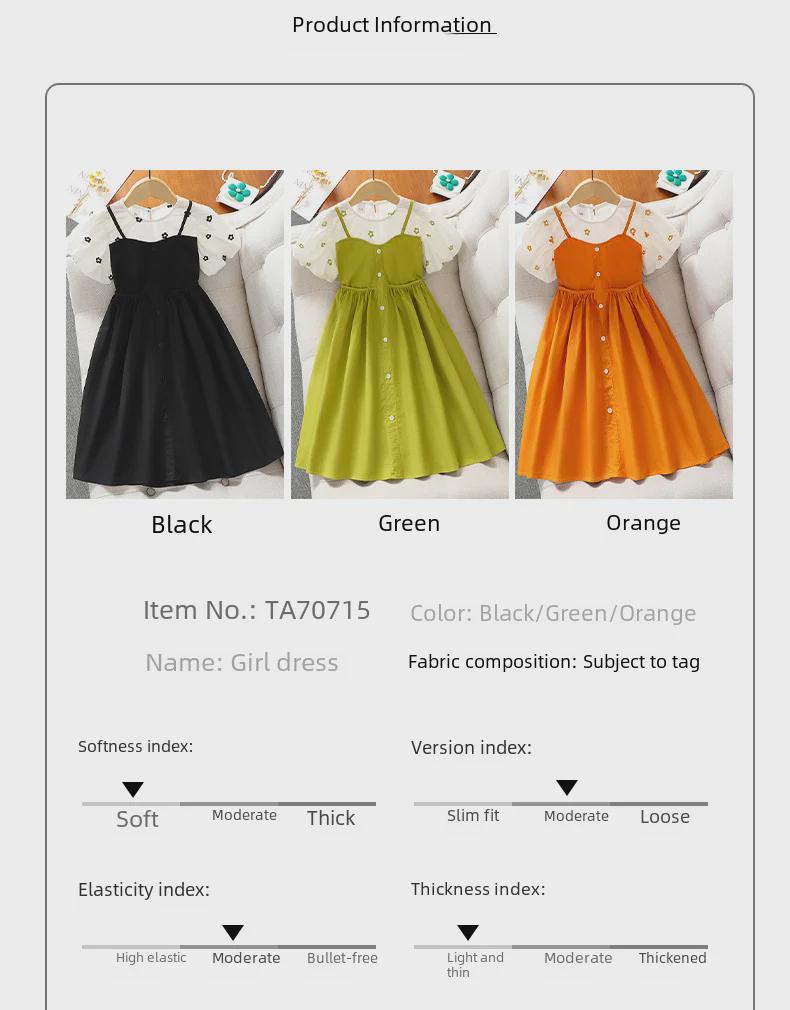 Girls' Summer Western-Style Black Princess Dress: New Korean-Style Two-Piece Look.