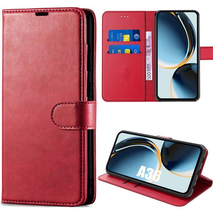 Coque de protection - BOOLING - pour Samsung Galaxy A36 5G/A56 5G - Cuir PU Rouge - Antichoc - Anti-rayures