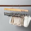 12 Clips Socks Hat Organizer Home Wooden Sling Clothes Hangers Metal Stainless Steel Drying Clips Panties Drying Clothespin