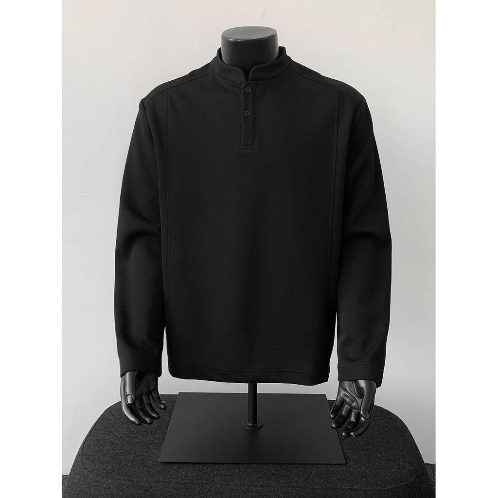 Men's Long Sleeve American Style Polo Henley Shirt - Trendy Casual Inner Wear Base Layer Hoodie