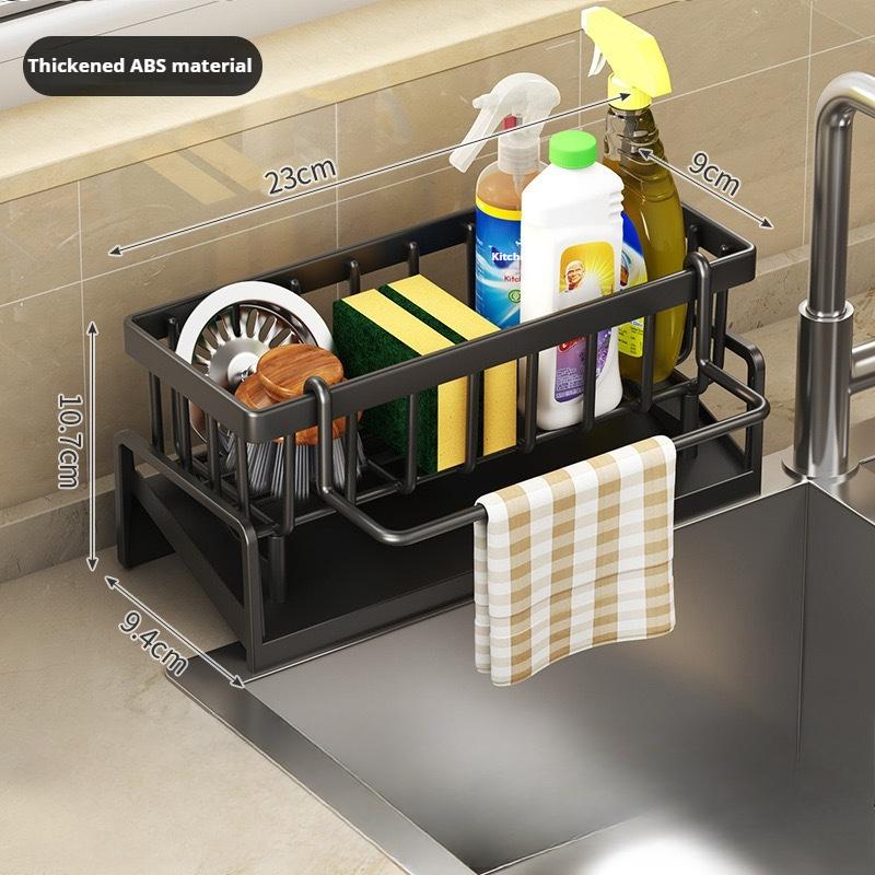 No-Punch Sponge Holder for Kitchen, Sink Organizer Bathroom,Kitchen Sink Organizer,Shelves Dishcloth for Kitchen and Bathroom чёрный