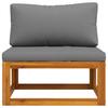Modular Center Sofa with Dark Gray Cushions Solid Acacia Wood