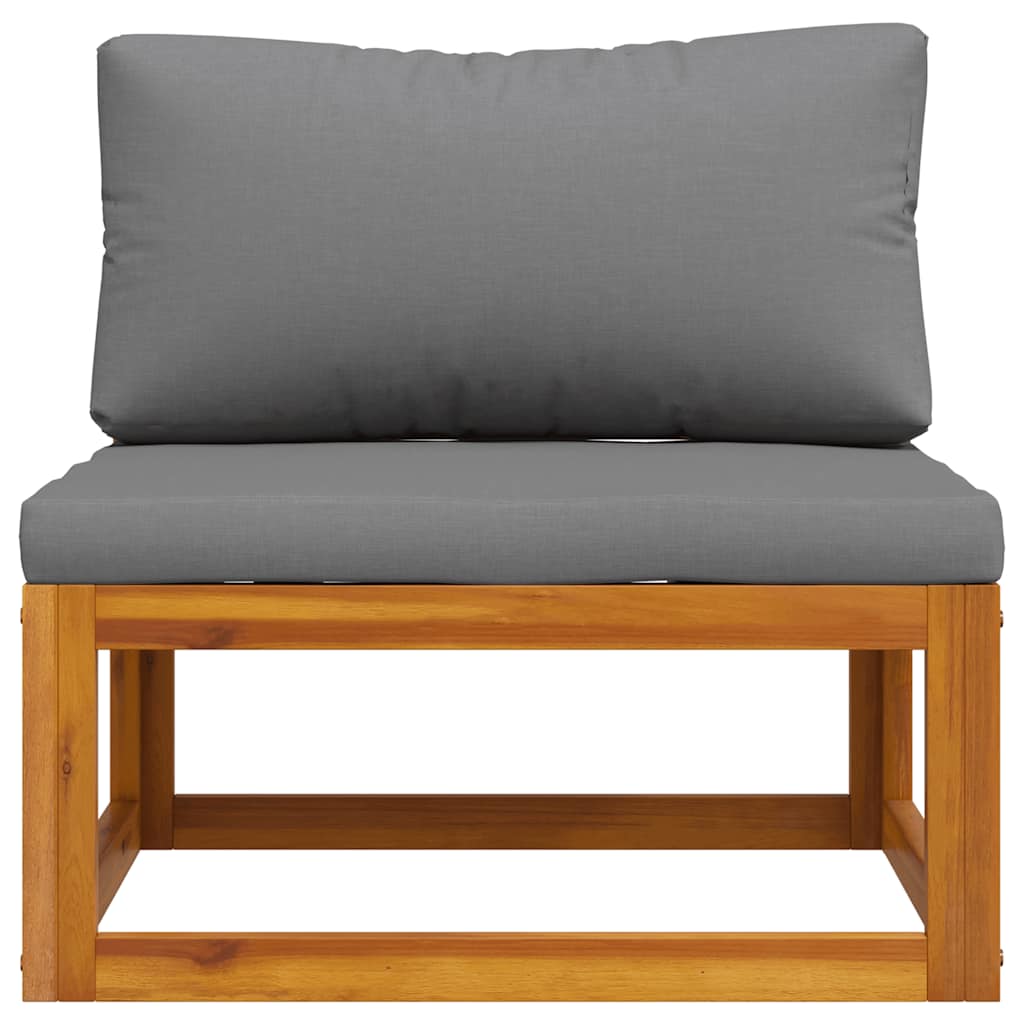 Modular Center Sofa with Dark Gray Cushions Solid Acacia Wood