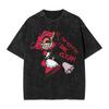 Hazbin Hotel 3 Vees Alastor Stampa T-shirt Uomo Lavaggio Acido Oversize Y2k Manica Corta Casual Cotone Girocollo Abbigliamento Donna Uomo Magliette