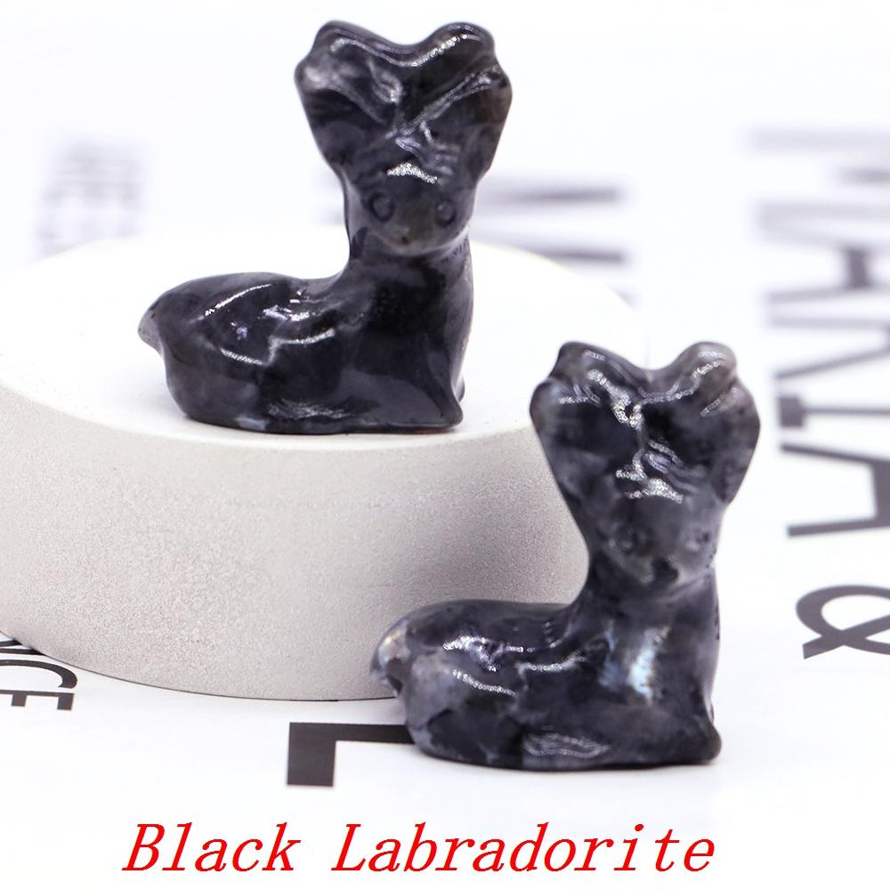 Deer Statue Natural Stone Carved Crystal Reiki Healing Animal Figurines Gemstone Crafts Home Gem Decoration Gifts  1.2"