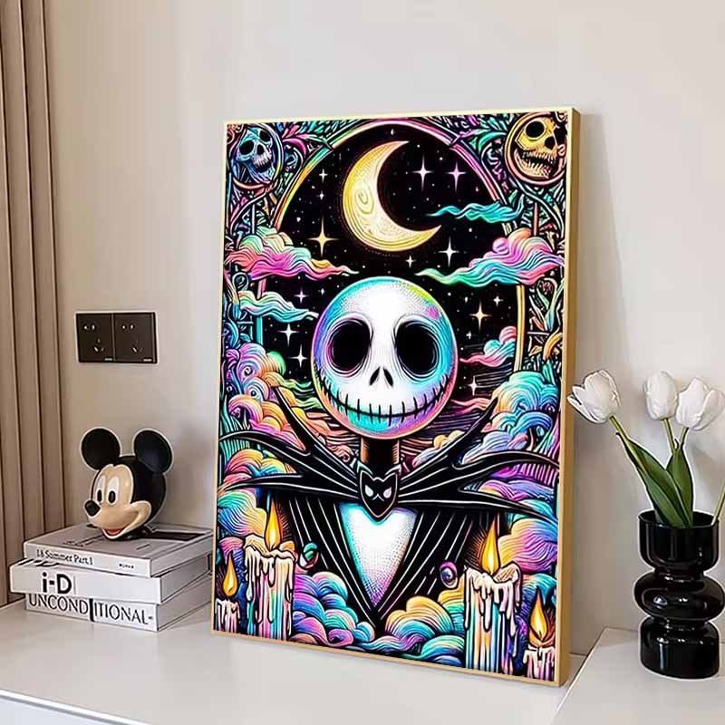 Disney 5D DIY Diamond Painting Jack Psychedelic Neon Style Illustration Full Round Diamond Mosaic Cartoon Cross Embroidery Art Painting HomeDecoration
