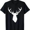 Camiseta Silhueta Branca Cabeça de Veado Macho Chifres