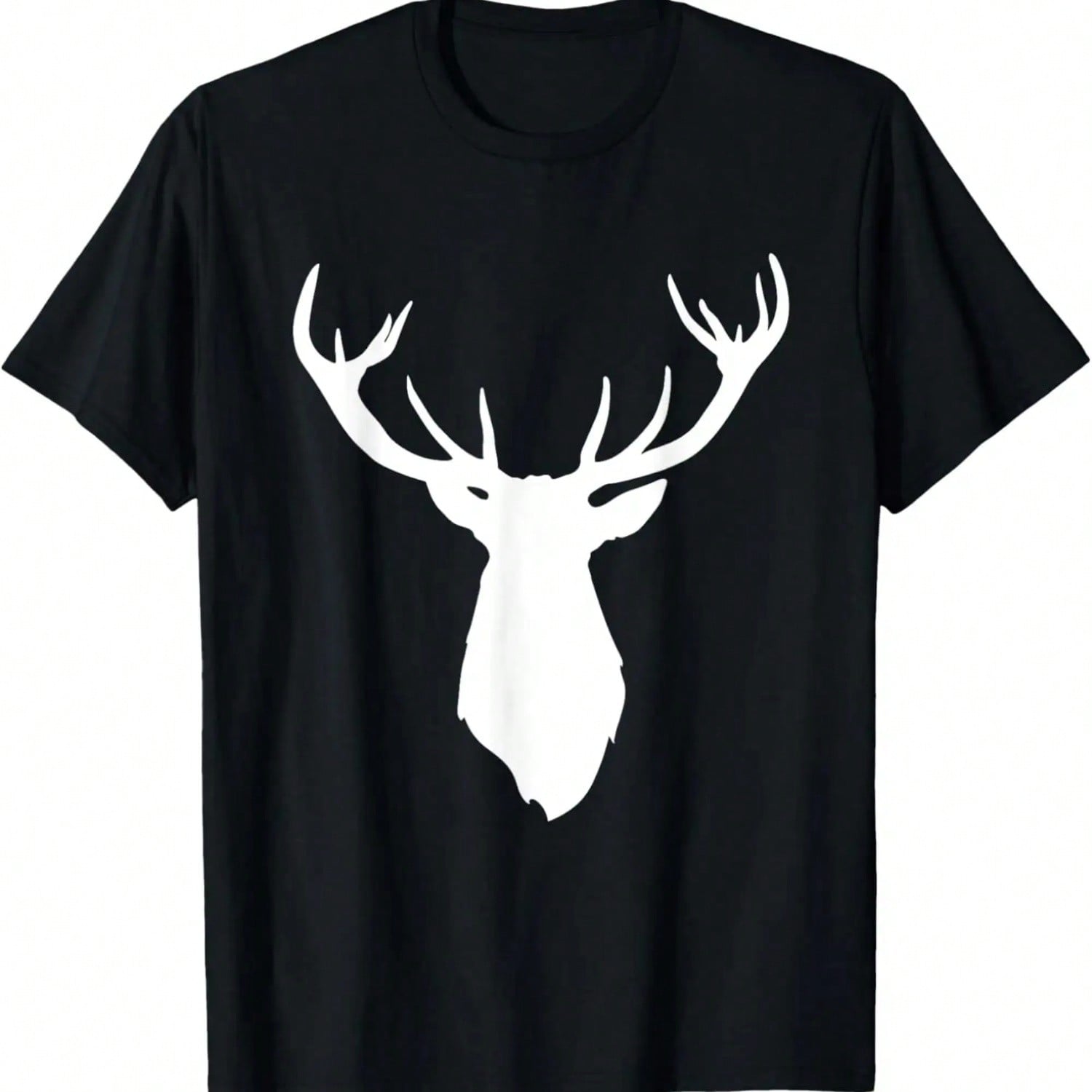 Buck Stag Deer Head Antlers White Silhouette T-Shirt.Jpg S разноцветный
