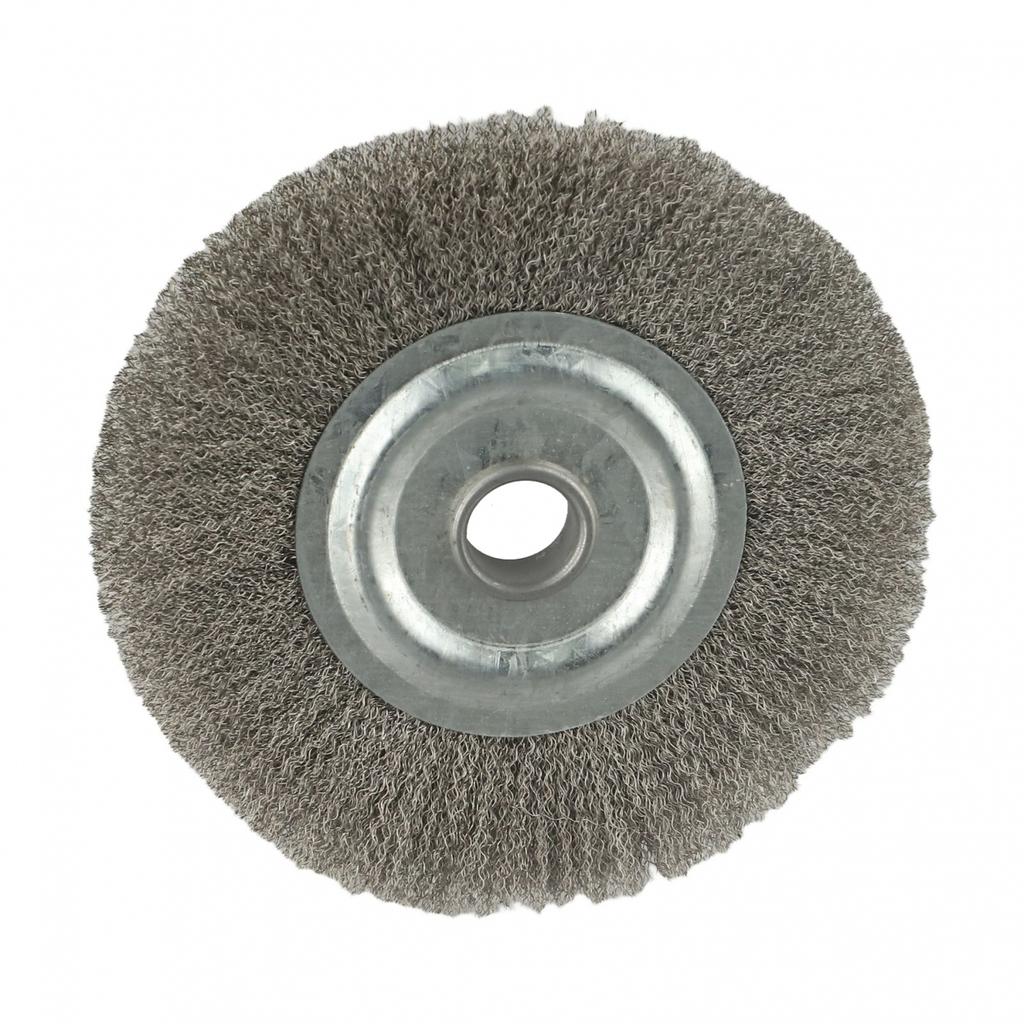 5 Zoll Gekräuselte Edelstahldrahtbürste Schleifbock Schleifmittel 16mm Bohrung