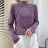 Women's Spring and Autumn Long Sleeved Elastic Pleated Thin Fit Slimming Knit Base Top