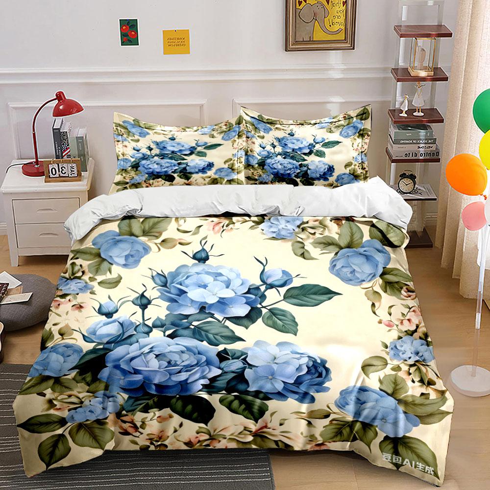 Elegant Floral Three-Piece Set Decor kid's and adults' bedroom decor, Exquisite three-piece bedding set gift